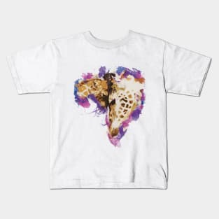 Cute Giraffe Love Baby Animal Watercolor Painting Kids T-Shirt